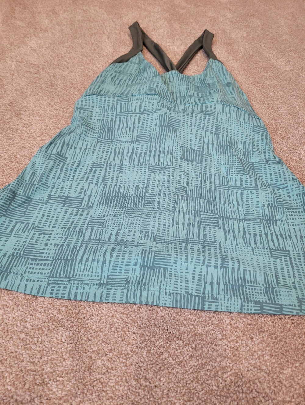 Patagonia Womens Aqua Blue Textured Crossback Tank with Gray Straps Size XL - Picture 3 of 6